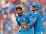 India's Kuldeep Yadav celebrates the wicket of Pakistan's Saud Shakeel during the ICC Men's Cricket World Cup match between India and Pakistan India's Kuldeep Yadav celebrates the wicket of Pakistan's Saud Shakeel during the ICC Men's Cricket World Cup match between India and Pakistan