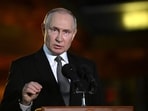 Russian president Vladimir Putin speaks during a press conference,