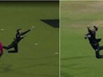 Mitchell Santner takes a brilliant diving catch against Afghanistan Mitchell Santner takes a brilliant diving catch against Afghanistan