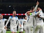 England's striker #09 Harry Kane celebrates after scoring his team thrid goal during the Euro 2024 qualifying group C football match between England and Italy at Wembley, in London England's striker #09 Harry Kane celebrates after scoring his team thrid goal during the Euro 2024 qualifying group C football match between England and Italy at Wembley, in London