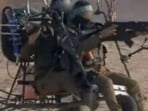 A screen grab of video showing Hamas terrorists on a hang glider. A screen grab of video showing Hamas terrorists on a hang glider.