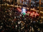 Palestinians rally in the West Bank city of Ramallah. A hospital in Gaza came under attack killing around 500 people. Palestinians rally in the West Bank city of Ramallah. A hospital in Gaza came under attack killing around 500 people.
