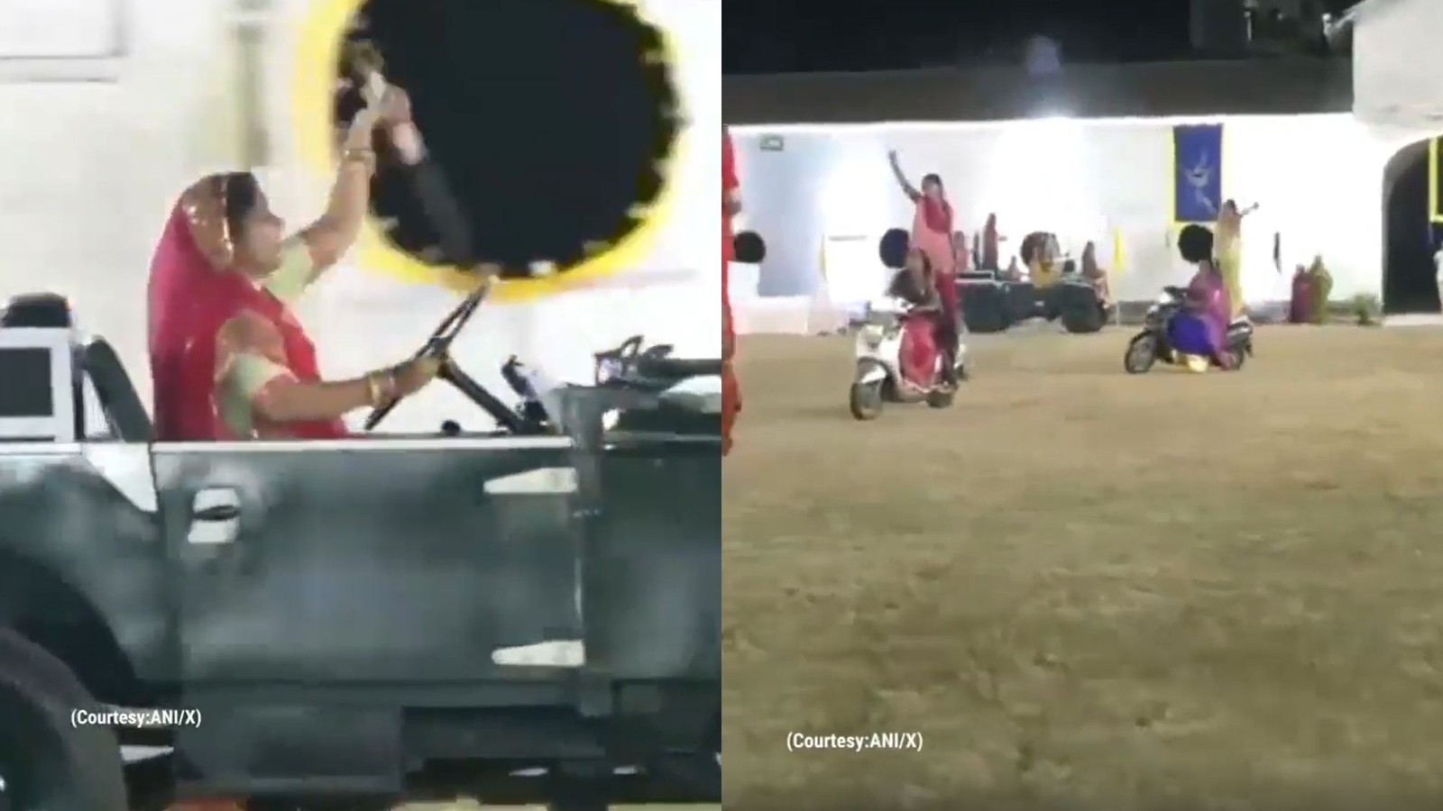 Women perform with swords while riding bikes, cars during Navratri - Vimarsana News