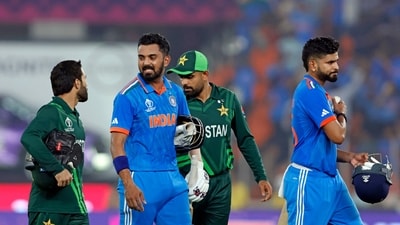 India's KL Rahul interacts with Pakistan's Mohammad Rizwan as Shreyas Iyer and Babar Azam walk back to the pavilion after their match in the ICC Men's Cricket World Cup 2023 (ANI ) India's KL Rahul interacts with Pakistan's Mohammad Rizwan as Shreyas Iyer and Babar Azam walk back to the pavilion after their match in the ICC Men's Cricket World Cup 2023 (ANI )