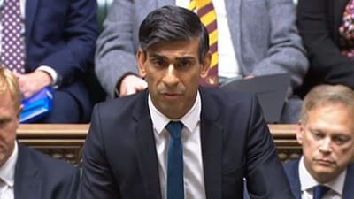 Israel-Hamas War: Britain's prime minister Rishi Sunak speaking during a statement on the situation in Israel and Gaza in the House of Commons, in London. (AFP)