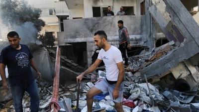 Israel-Hamas War: Palestinians look for survivors after Israeli airstrikes in Gaza City, Gaza Strip. (AP)