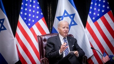 Israel-Hamas War: US president Joe Biden speaks during a meeting with Israeli prime minister Benjamin Netanyahu. (Reuters)