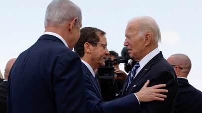 President Joe Biden's visit coincides with escalating tensions following a devastating bombing at a Gaza City hospital on Tuesday night, resulting in the loss of at least 500 lives. The incident has led to Israel and the Hamas militant group accusing each other and has further heightened the ongoing conflict in the region. (REUTERS)