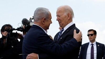 Joe Biden In Israel: US president Joe Biden is welcomed by Israeli prime minster Benjamin Netanyahu, as he visits Israel. (Reuters)