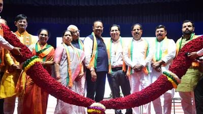 Navi Mumbai, India - Oct. 17, 2023:Maharashtra State BJP President and MLC Chandrashekar Bawankule during "Mission Mahavijay 2024" at Shivaji Maharaj Chowk Vashi in Navi Mumbai, India, on Tuesday, October 17, 2023. (Photo by Bachchan Kumar/ HT PHOTO) (HT PHOTO) Navi Mumbai, India - Oct. 17, 2023:Maharashtra State BJP President and MLC Chandrashekar Bawankule during "Mission Mahavijay 2024" at Shivaji Maharaj Chowk Vashi in Navi Mumbai, India, on Tuesday, October 17, 2023. (Photo by Bachchan Kumar/ HT PHOTO) (HT PHOTO)