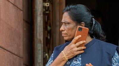 New Delhi: Rajya Sabha MP PT Usha at Parliament House complex amid the Monsoon session, in New Delhi (PTI) New Delhi: Rajya Sabha MP PT Usha at Parliament House complex amid the Monsoon session, in New Delhi (PTI)