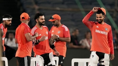 India's Virat Kohli, Hardik Pandya and KL Rahul during a practice session (PTI) India's Virat Kohli, Hardik Pandya and KL Rahul during a practice session (PTI)