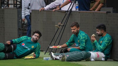 Pakistan's captain Babar Azam with teammate Imam-ul-Haq during a practice session (PTI) Pakistan's captain Babar Azam with teammate Imam-ul-Haq during a practice session (PTI)