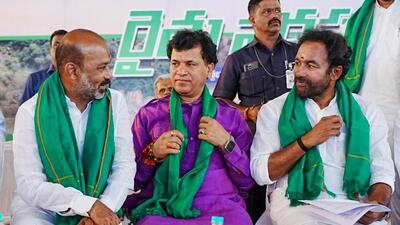 Telangana BJP president G Kishan Reddy along with party’s parliamentary board member and MP K Laxman left for New Delhi on Wednesday evening with the list of around 40 names of the candidates to seek the approval from the central screening committee. (Mohammad Aleemuddin)