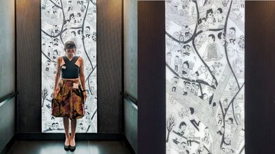Bengaluru based artist and her illustration in Google’s Gurugram office. (Instagram/@aliciasouza) Bengaluru based artist and her illustration in Google’s Gurugram office. (Instagram/@aliciasouza)