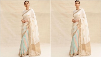 On Tuesday, Kriti's fashion stylist Sukriti Grover gave the actress' fans a sweet surprise as she took to Instagram and uploaded a series of pictures accompanied by the caption, "@kritisanon looks ethereal today at the National Award ceremony". (Instagram/@sukritigrover) On Tuesday, Kriti's fashion stylist Sukriti Grover gave the actress' fans a sweet surprise as she took to Instagram and uploaded a series of pictures accompanied by the caption, "@kritisanon looks ethereal today at the National Award ceremony". (Instagram/@sukritigrover)
