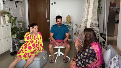 Rubina Dilaik and Abhinav Shukla with their friend. Rubina Dilaik and Abhinav Shukla with their friend.