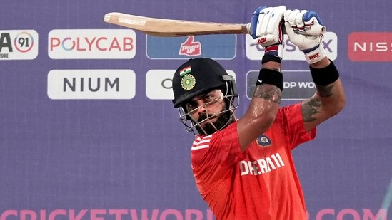 Virat Kohli during a practice session ahead of the ICC Men's Cricket World Cup 2023 match between India and Bangladesh (PTI)