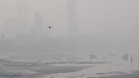 Haze engulfs the city skyline at Bandra in Mumbai on Wednesday.(PTI)