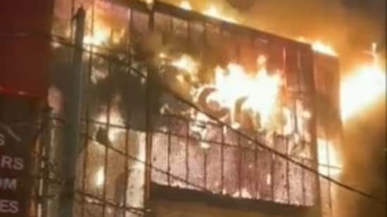 A fire broke out at a furniture showroom in Delhi's Kirti Nagar area on
Wednesday