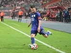 Argentina's forward Lionel Messi shoots the ball during the 2026 FIFA World Cup South American qualification football match