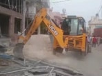 JCBs and other equipment were deployed for the demolitions. JCBs and other equipment were deployed for the demolitions.