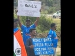 Ind vs Ban Cricket World Cup 2023: Fan holding up placards ahead of the much-awaited clash. Ind vs Ban Cricket World Cup 2023: Fan holding up placards ahead of the much-awaited clash.