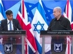 UK Prime Minister Rishi Sunak and Israeli Prime Minister Benjamin Netanyahu addressing a joint press meet on Thursday. 