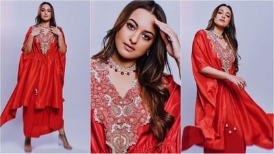 Sonakshi Sinha is here to give you some stunning ethnic fashion inspiration with her mesmerising look in a red kaftan set. If you are bored of heavy attires in the mode to ditch lehengas and suits then this is the ideal outfit for you. Sonkshi is an absolute stunner who can pull off any look to perfection and this look is no exception. With her undeniable beauty and incredible fashion sense, she makes her fans drool while we cannot take our eyes off her. Scroll down to take some style notes from the diva. (Instagram/@aslisona) Sonakshi Sinha is here to give you some stunning ethnic fashion inspiration with her mesmerising look in a red kaftan set. If you are bored of heavy attires in the mode to ditch lehengas and suits then this is the ideal outfit for you. Sonkshi is an absolute stunner who can pull off any look to perfection and this look is no exception. With her undeniable beauty and incredible fashion sense, she makes her fans drool while we cannot take our eyes off her. Scroll down to take some style notes from the diva. (Instagram/@aslisona)