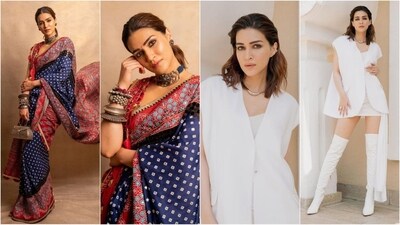 Kriti Sanon shines bright in chic all-white look and Navratri-ready saree attire. (Instagram/@sukritigrover) Kriti Sanon shines bright in chic all-white look and Navratri-ready saree attire. (Instagram/@sukritigrover)