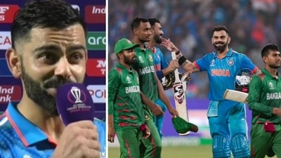 Virat Kohli corrected presenter Mark Nicholas with a class act (PTI-ICC) Virat Kohli corrected presenter Mark Nicholas with a class act (PTI-ICC)