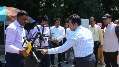 Members of the PMRDA team during the survey using drones. (HT PHOTO) Members of the PMRDA team during the survey using drones. (HT PHOTO)