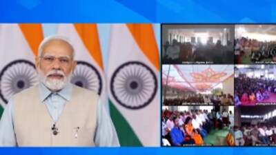 Prime Minister Narendra Modi on Thursday virtually launched 511 Pramod Mahajan Grameen Kaushalya Vikas Kendras in Maharashtra (Twitter Photo) Prime Minister Narendra Modi on Thursday virtually launched 511 Pramod Mahajan Grameen Kaushalya Vikas Kendras in Maharashtra (Twitter Photo)