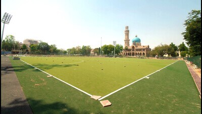 The new international level hockey turf at AU (HT File Photo) The new international level hockey turf at AU (HT File Photo)