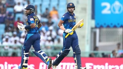 Sri Lanka's skipper Kusal Mendis and Sadeera Samarawickrama run between the wickets during their match in the ICC Men's Cricket World Cup 2023 against Australia (ANI ) Sri Lanka's skipper Kusal Mendis and Sadeera Samarawickrama run between the wickets during their match in the ICC Men's Cricket World Cup 2023 against Australia (ANI )