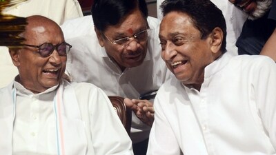 Madhya Pradesh Congress President Kamal Nath with Rajya Sabha MP Digvijay Singh during the release of party's manifesto on October 17. Madhya Pradesh Congress President Kamal Nath with Rajya Sabha MP Digvijay Singh during the release of party's manifesto on October 17.