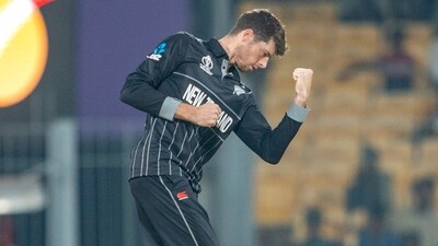 Mitchell Santner celebrates the wicket of Afghanistan's Mohammad Nabi during their match in the ICC Cricket World Cup 2023 (ANI) Mitchell Santner celebrates the wicket of Afghanistan's Mohammad Nabi during their match in the ICC Cricket World Cup 2023 (ANI)