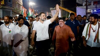 Rahul Gandhi reiterated that the upcoming elections in the state is between Dorala (feudal lords) Telangana and Prajala (people's) Telangana. (AICC ) Rahul Gandhi reiterated that the upcoming elections in the state is between Dorala (feudal lords) Telangana and Prajala (people's) Telangana. (AICC )