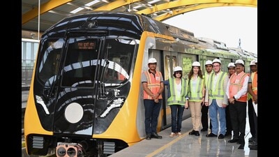 European Investment Bank delegation while inspecting Agra Metro Rail Project in Agra on Friday. (HT PHOTO) European Investment Bank delegation while inspecting Agra Metro Rail Project in Agra on Friday. (HT PHOTO)