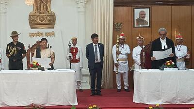 Justice Siddharth Mridul during the oath ceremony in Imphal on Friday. Justice Siddharth Mridul during the oath ceremony in Imphal on Friday.