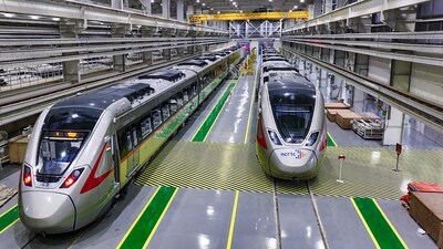 Trains of the Delhi-Meerut Regional Rapid Transit System (RRTS) ahead of the inauguration of a priority section of RRTS between Duhai and Sahibabad, (PTI) Trains of the Delhi-Meerut Regional Rapid Transit System (RRTS) ahead of the inauguration of a priority section of RRTS between Duhai and Sahibabad, (PTI)