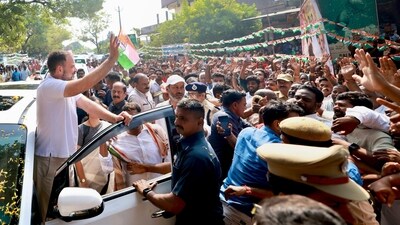 Addressing a rally during the party's ongoing 'Vijayabheri' Yatra in the state, he said the Congress government, if comes to power, will also ensure that farmers get <span class='webrupee'>₹</span>500 more than the Minimum Support Price (MSP) for every crop they grow. (PTI) Addressing a rally during the party's ongoing 'Vijayabheri' Yatra in the state, he said the Congress government, if comes to power, will also ensure that farmers get <span class='webrupee'>₹</span>500 more than the Minimum Support Price (MSP) for every crop they grow. (PTI)