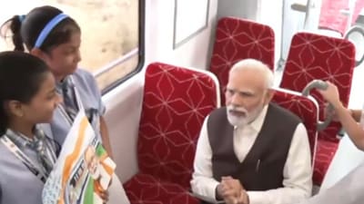 PM Modi interacts with school children onboard RapidX train - 'NaMo Bharat' (ANI)