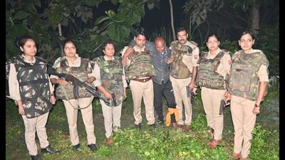 The picture of the women’s team equipped with latest firearms shared by the UP Police social media cell. (Sourced) The picture of the women’s team equipped with latest firearms shared by the UP Police social media cell. (Sourced)