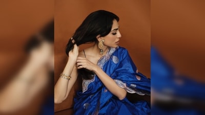 Sobhita Dhulipala chose to emphasize her eyes with bold kohl, well-groomed eyebrows, and a subtle, neutral lip color.&nbsp; (Instagram/@sobhitad)