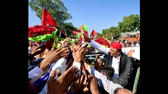 Akhilesh Yadav in Sitapur on Thursday (Sourced)