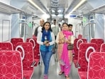 Passengers travelling in the Namo Bharat train at Duhai Rapidx Rail Depot on the first day. (File)