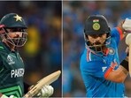 Babar Azam after his dismissal vs Australia (L); Virat Kohli during his innings vs Australia