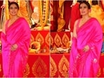 Kajol, with Yug, visits Durga Puja pandal to celebrate Saptami. Kajol, with Yug, visits Durga Puja pandal to celebrate Saptami.