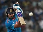 Pune: India's captain Rohit Sharma plays a shot during the ICC Men's Cricket World Cup 2023 match between India and Bangladesh Pune: India's captain Rohit Sharma plays a shot during the ICC Men's Cricket World Cup 2023 match between India and Bangladesh
